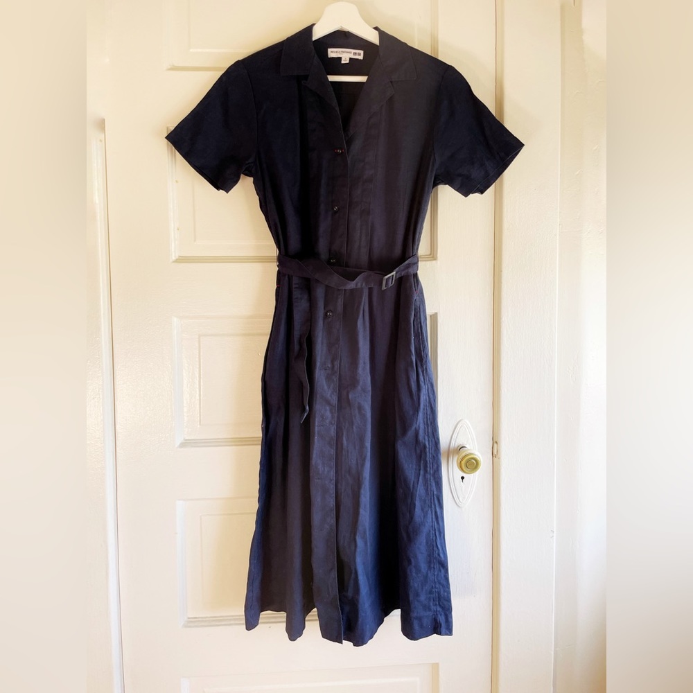 Uniqlo x Ines La Fressange linen cotton short sleeve shirt dress